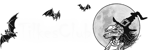 Banner afbeelding met maan, heks, vleermuizen en Tilkesclub